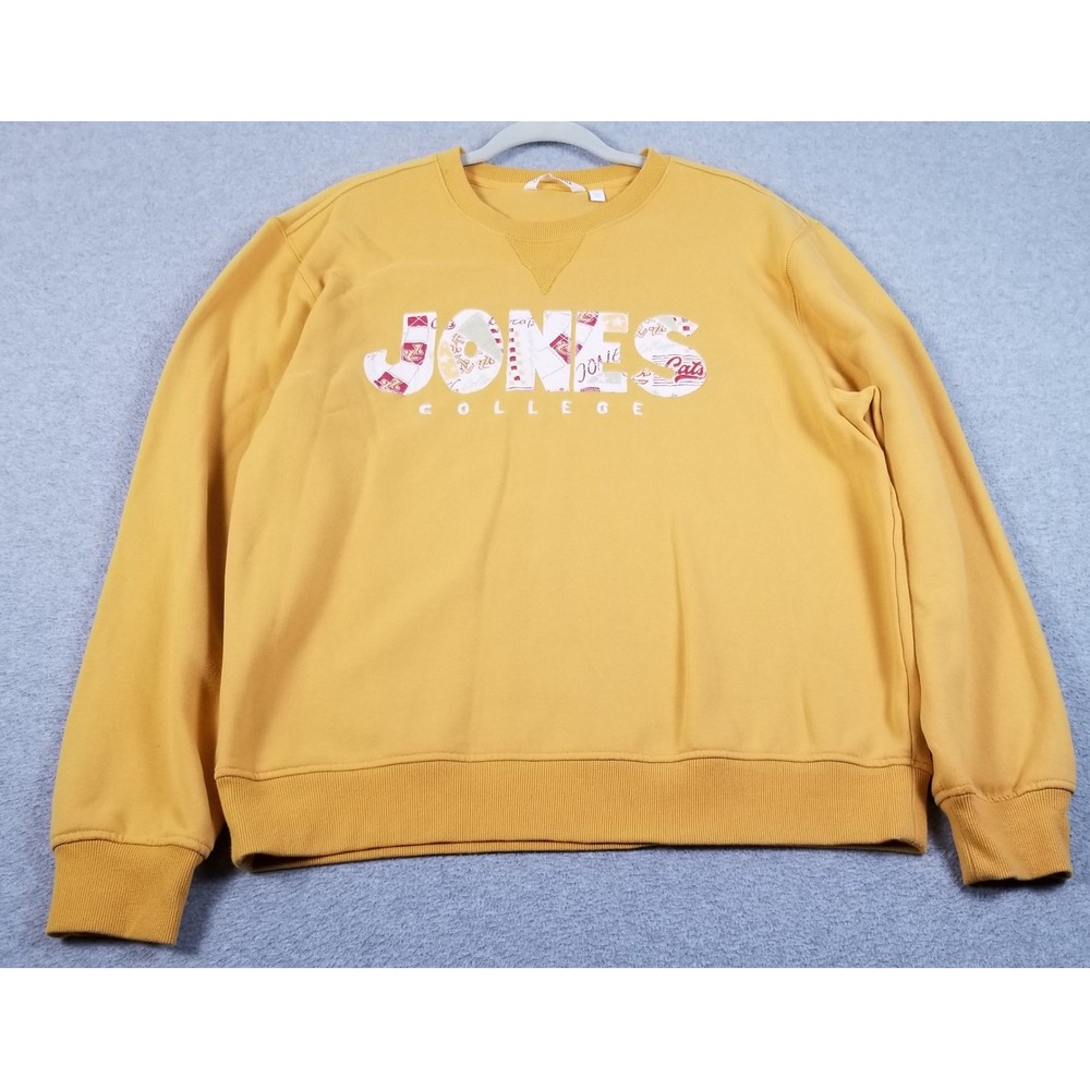 Camp David Jones College Sweatshirt Women's L Large Yellow Pullover Crew Neck